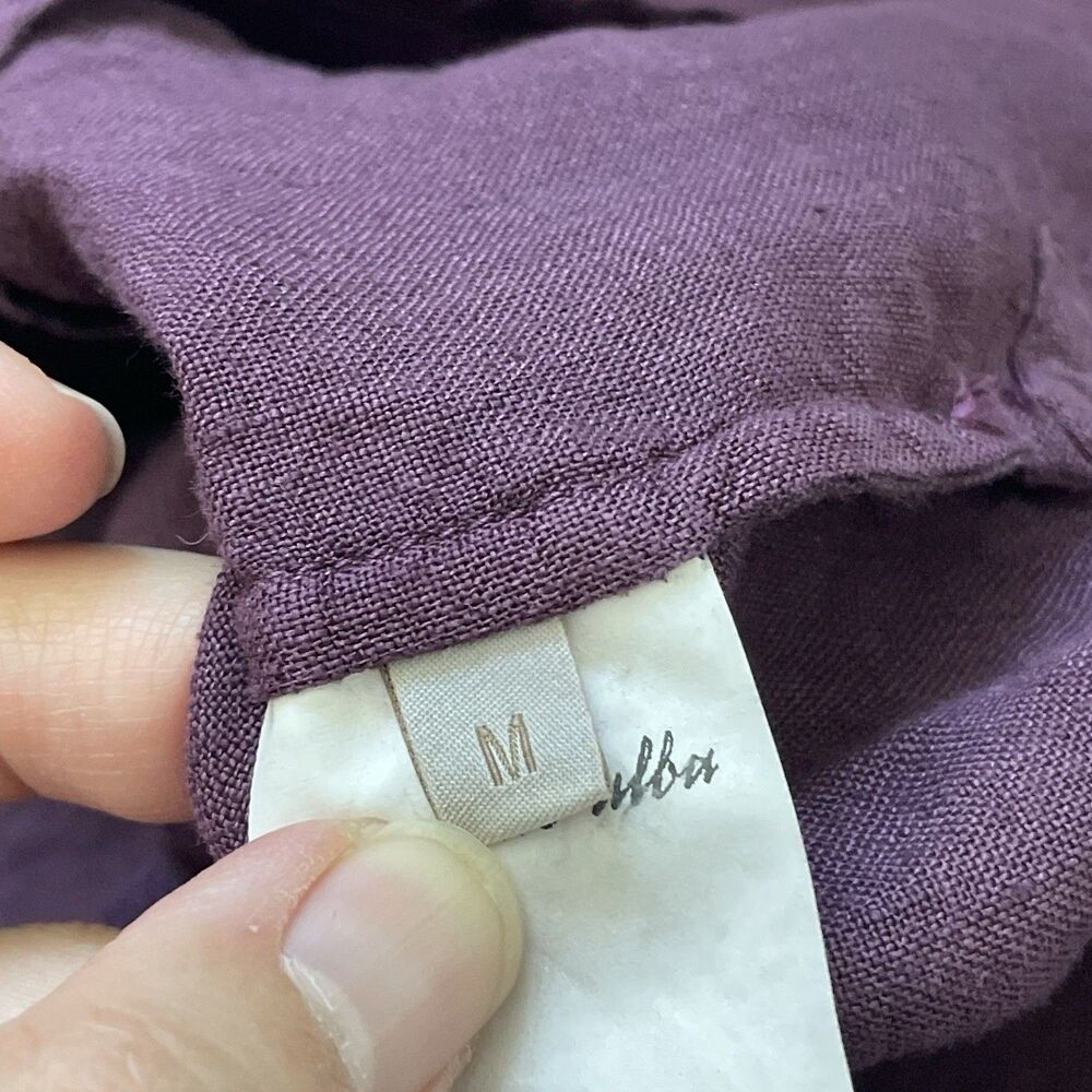 Massimo Alba Shirt linen button up mens Purple medium minimalist coastal travel - Picture 7 of 7